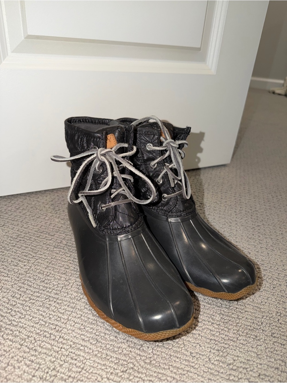 Black Duck Rain Boots by Speery- Women's Waterproof Ankle Boots - Picture 2 of 4